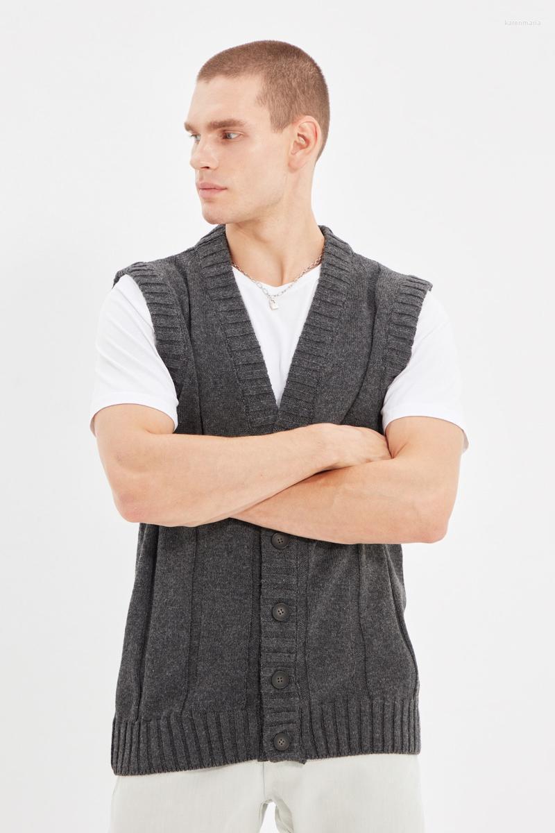 

Men' Vests Trendyol Male Vest TMNAW22YE0049 Kare22, Anthracite