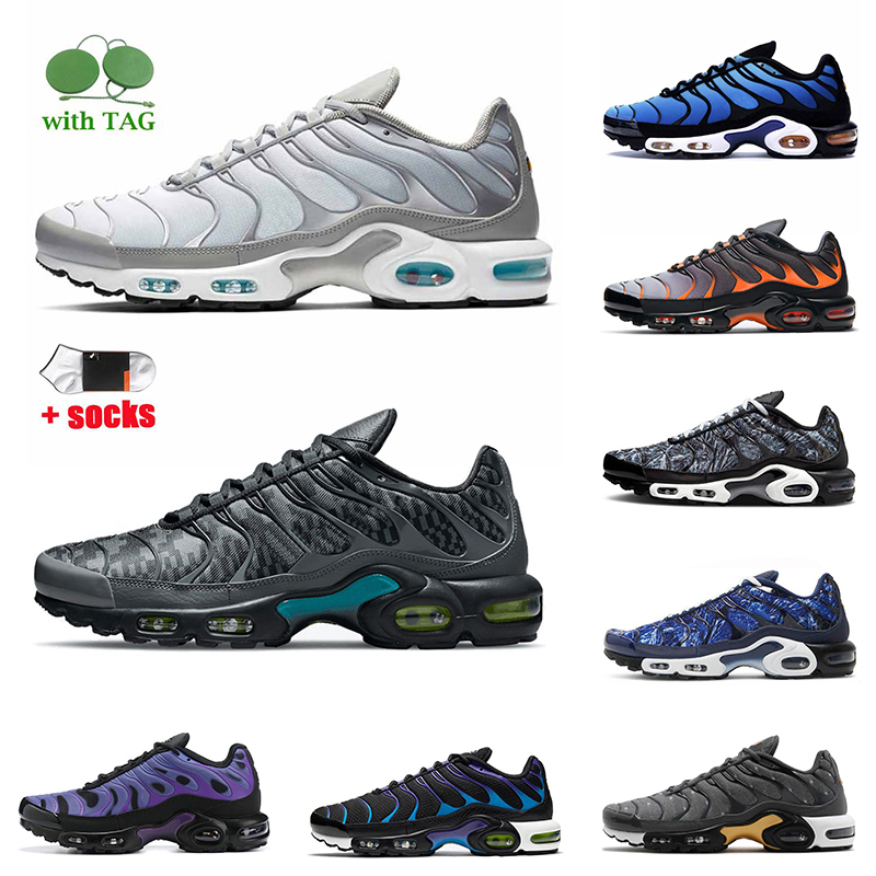 

Running Shoes Free Run Mens Women TN Se Plus US 12 Triple Black White Jogging Sports Smoke Grey Digital Camo Sherbert Kaomoji Multi Tns, B16 triple white 36-46