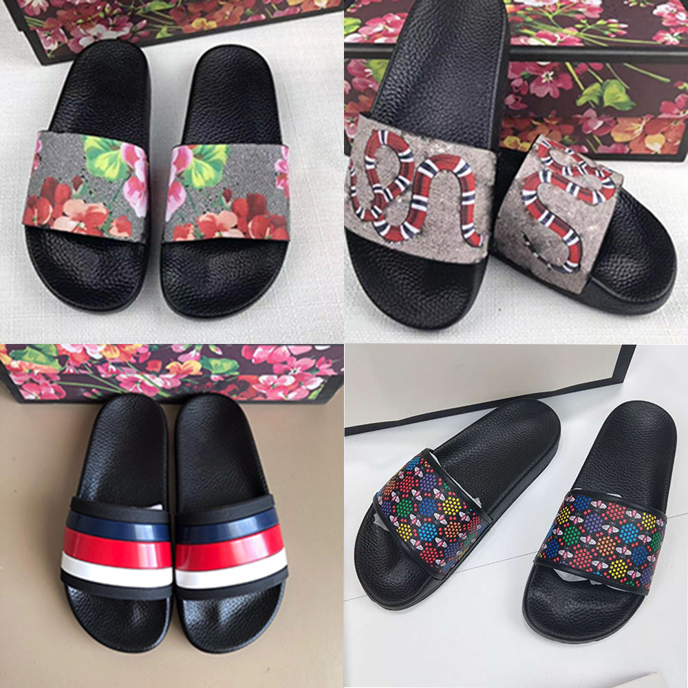 

2022SS Designer Slippers Rubber Slides Sandal Blooms Green Red White Web Fashion Mens Womens Shoes Beach Flip Flops with Flower Box, Color#no send
