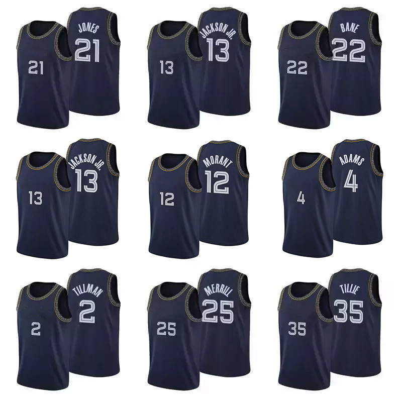 

75th MEM Grizzlie Ja 12 Morant Basketball Jerseys Ziaire Williams Jaren Jackson Jr. Dillon Brooks Steven Adams Clarke Tillman Bane Jersey Men Youth Kid, Colour 1