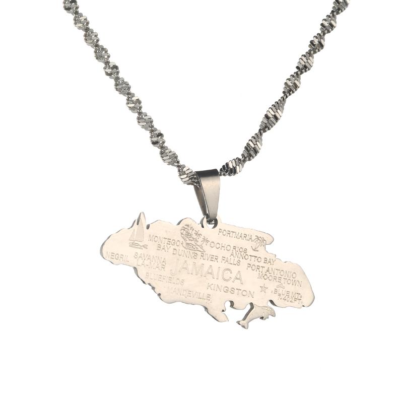 

Chains Jamaica Map Pendant Necklaces For Women Girl Jewelry Dolphin Coconut Tree Sailboats Jamaican Patriotic Gifts