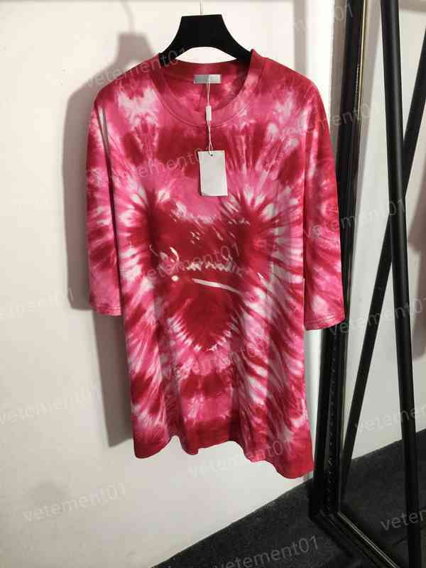 

Fashion Womens Dresses B..ga Heart Smudge Print Loose Short Sleeve T-Shirt Dress High Quality Luxury Sexy Designer Women Clothing 0912