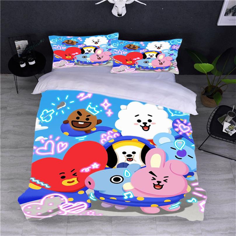 

Cartoon BTS 3D Design Bedding Set Microfiber Duvet Cover Set Teens Girls Boys Comforter Cover and Pillowcases with Zipper Closure 250I, The style you want