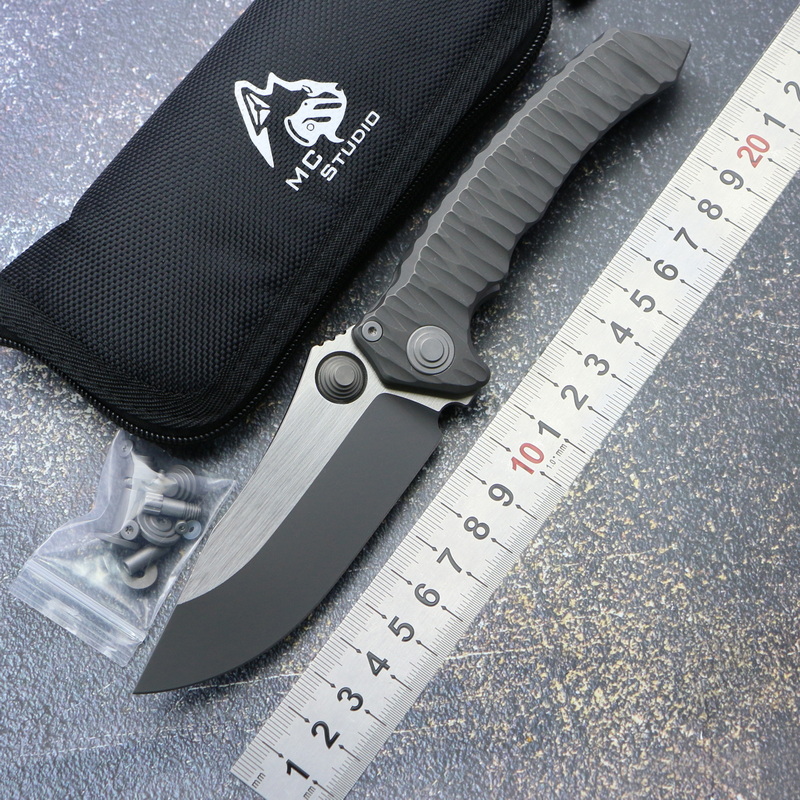 MAXACE Sandstorm Folding Knife Bolher M390 Blade Solid Titanium Handle Outdoor Camping Fishing Treking Hunting Pocket EDC Tools-image-760509887