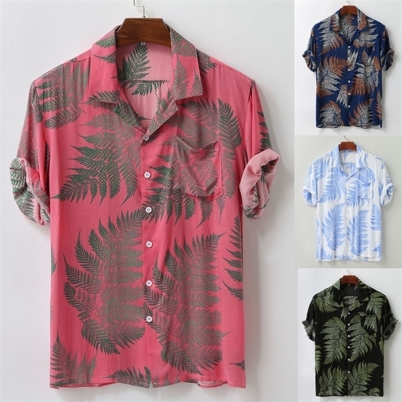 

Men's Colorful Summer Short Sleeve Loose Buttons Casual Shirt Blouse Fashion Print Beach Hawaiian 220401, Black