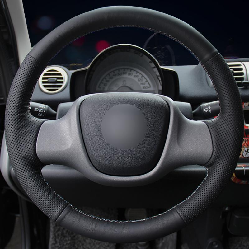 

Steering Wheel Covers Black Artificial Leather Car Cover For Smart FortwoSteering