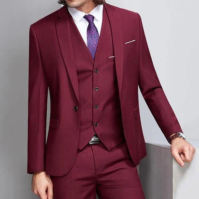 

Men's Suits & Blazers Burgundy Men For Wedding Suit Man Black Shawl Lapel Slim Fit Groom Tuxedos 3Piece Latest Coat Pant Designs Costum, As picture 4