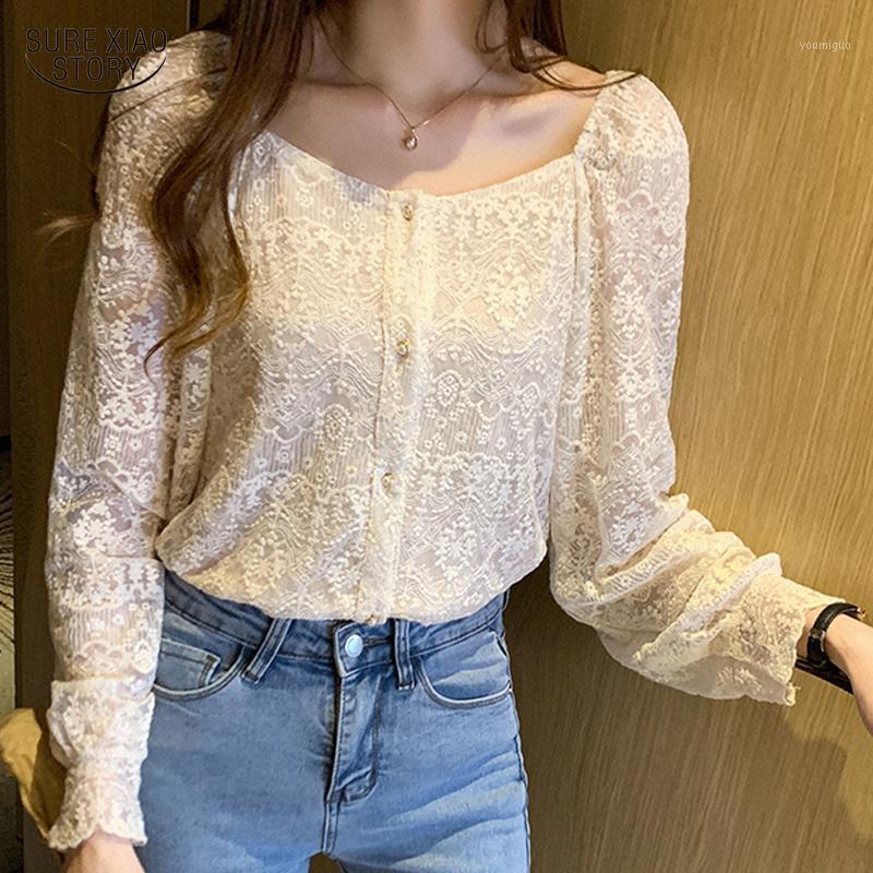 

Women' Blouses & Shirts 2022 Fashion Long Sleeve Shirt Spring All-match Women Tops Straight Single Row Multi-Button Ladies Blouse Blusas Mu, White