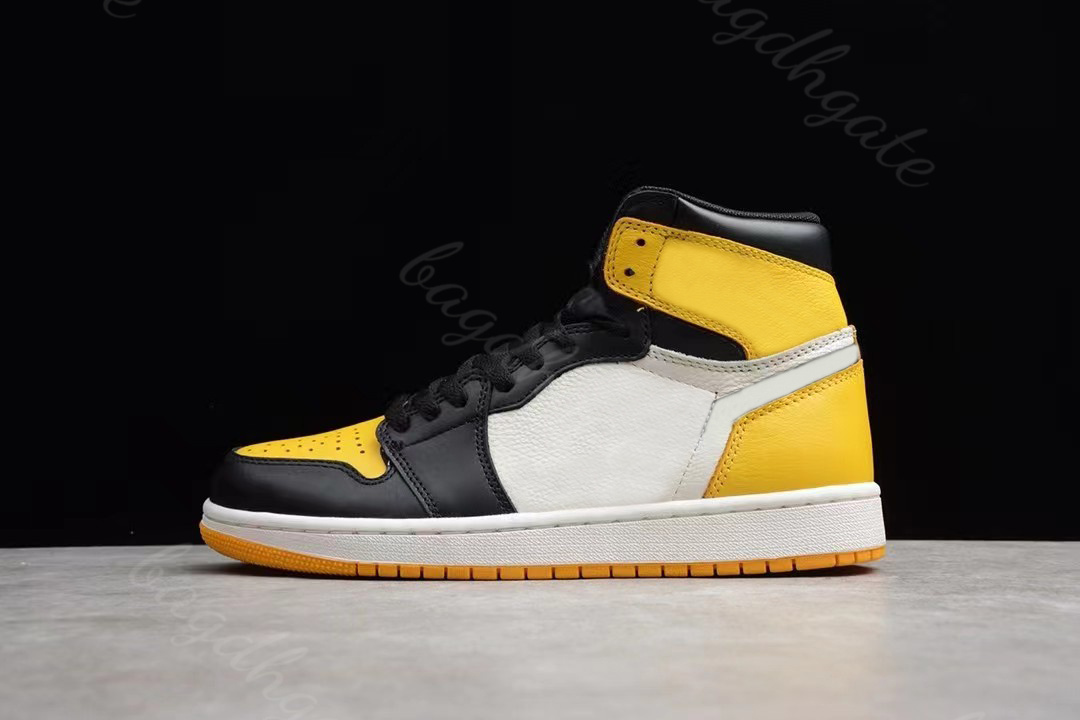 Top quality walking shoes AJ men and women running shoes high retro culture leisure sports basketball black yellow size 36-46cm