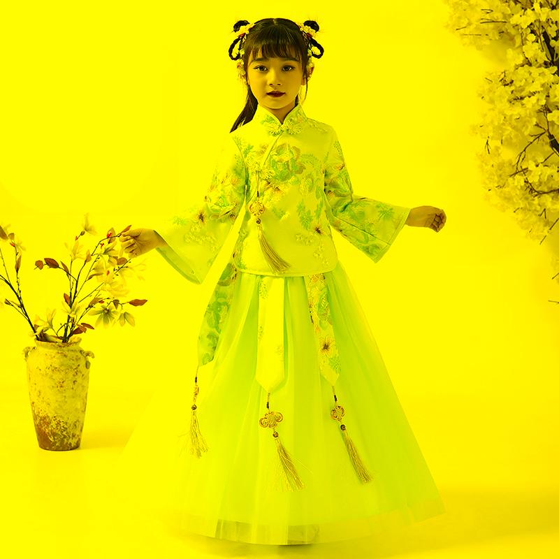Vêtements ethniques Fille Han Fu Style Chinois Broderie Robe De Fille De Fleur Pour La Fête De Mariage Soirée Robes D'anniversaire Bébé Graduatio