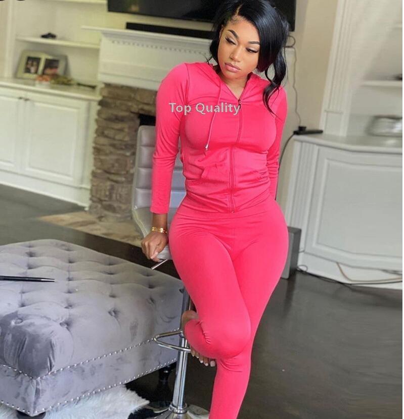 

Autumn Womens Tracksuit Two Piece Sets PANTS PANTS Long Sleeve Hooded Zipper Pocket SPOTY JACKETS SOLID COLID Matching Workout Stre, I need look other product