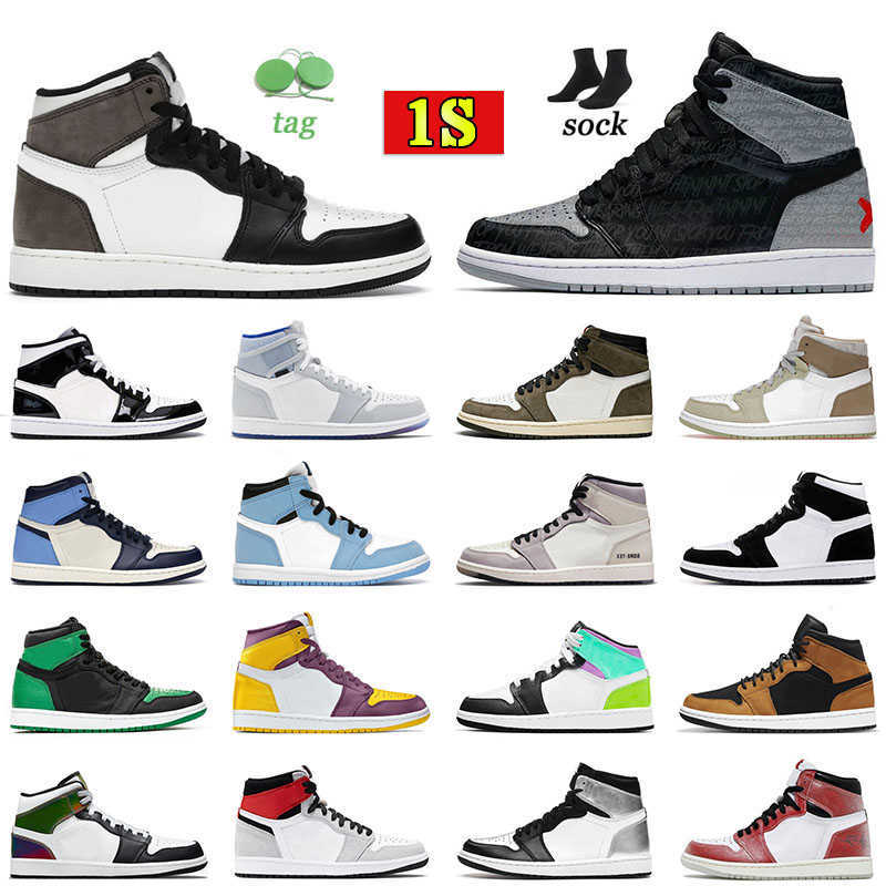 

2022 Newest Jumpman 1 1s Mens Womens Basketball Shoes High OG Element Black Particle Grey Light Bone Rebellionaire Dark Mocha Stage Haze, M49 heritage 36-47