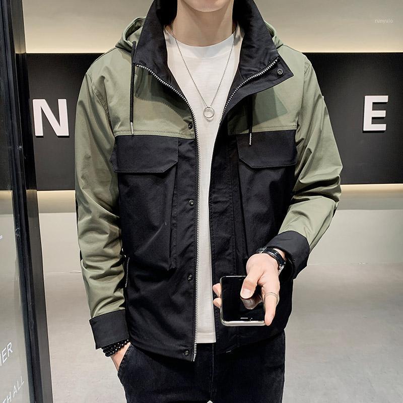 

Spring And Autumn Men's Jacket Long Sleeve Fashion Casual Hooded Slim Stitching High Quality Top Jackets, Blue