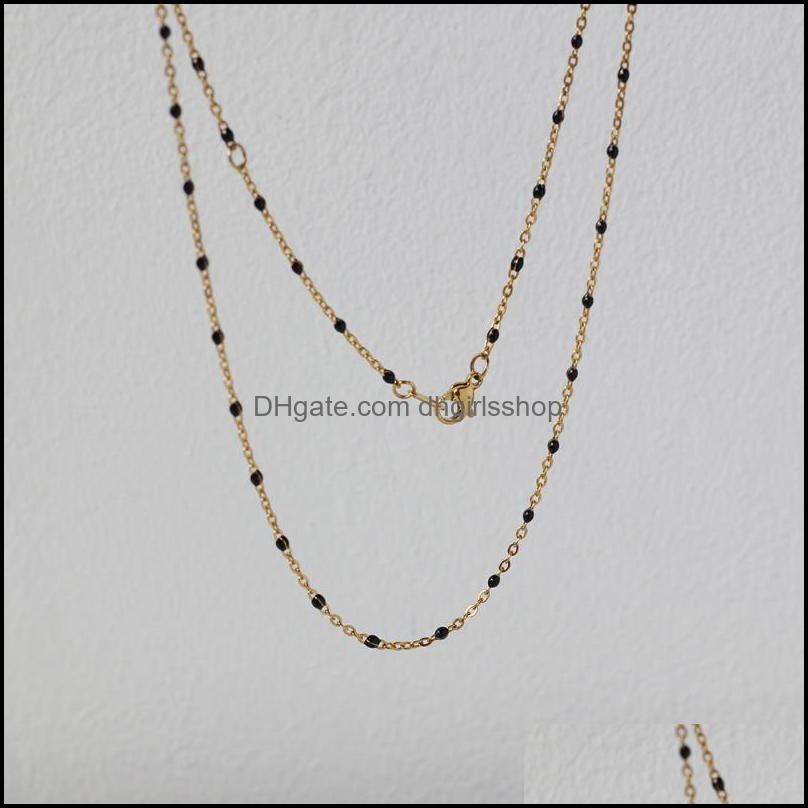 

Chains Necklaces Pendants Jewelry Handmade Black Bean Clavicle Chain Fashion Stainless Steel Necklace Goth Choker Exquisite M Dhcg4