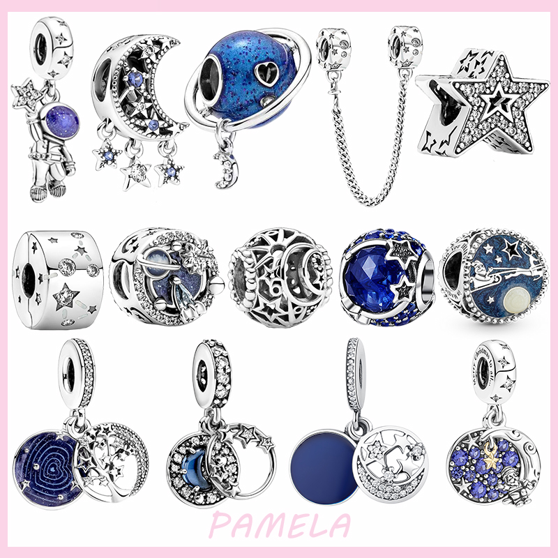 

925 Silver Astronaut Moon Galaxy Charms Beads DIY fit Pandora Bracelet Jewelry For Gift