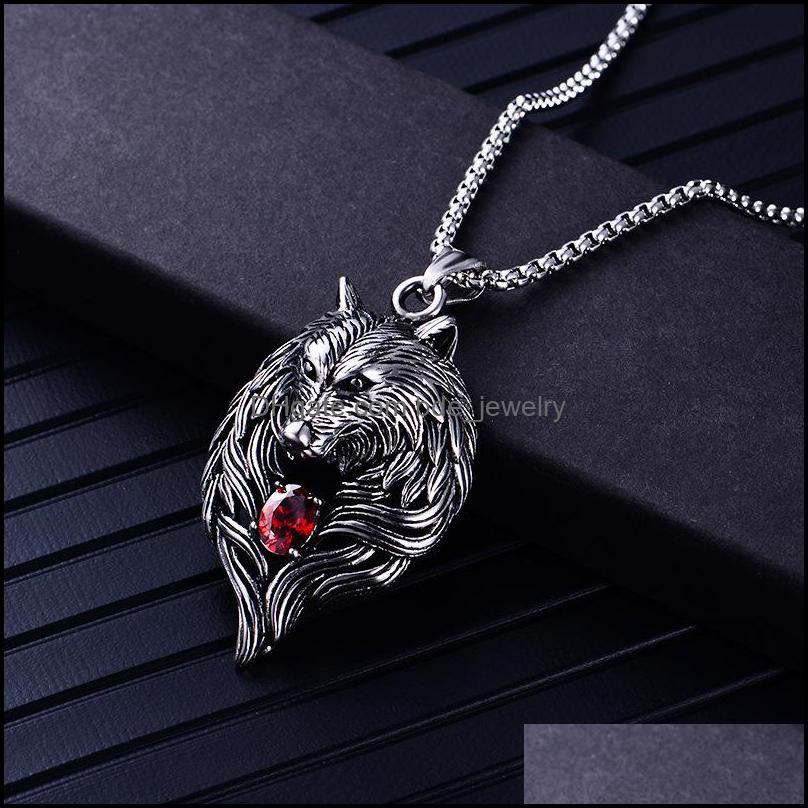 Pendentif Colliers Tête De Loup Collier Pour Hommes Femmes Biker Cool Bijoux Animal Charme En Gros Vintage Punk Cadeau Drop Deliver Bdejewelry Dh