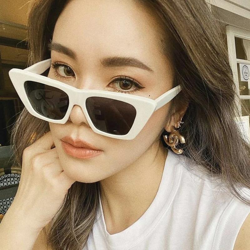 

Sunglasses Vintage Cat Eye Woman Retro Shades Black White Sun Glasses Female Fashion Small Frame Mirror Square Oculos De SolSunglasses