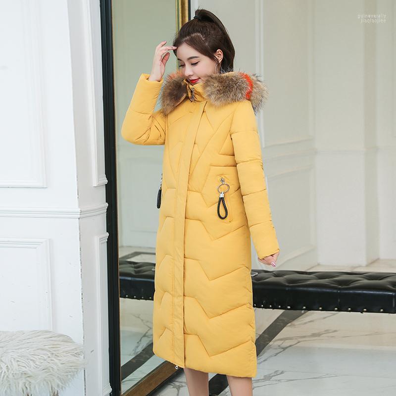 

Women's Down & Parkas Women Casual Warm Parka Jacket Slim Long Coat Fashion Colorful Fur Collar Winter Female Office Lady Guin22, Red 04