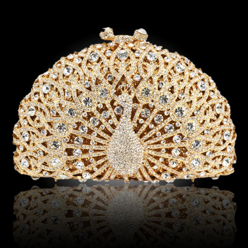 

Evening Bags Stylish Animal Peacock Diamante Luxury Crystal Clutch Wedding HandBag Women Party Purse Pochette Banquet Bag 88196Evening, L peacock bag