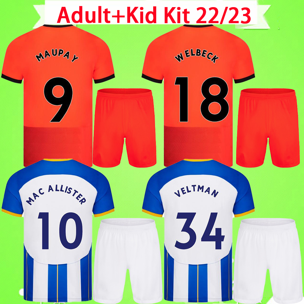 

Adults and kid kit with shorts soccer jerseys boys sets children 2022 2023 MAUPAY WELBECK CONNOLLY ALLISTER TROSSARD MARCH ALZATE mens suit 22 23 child football shirt