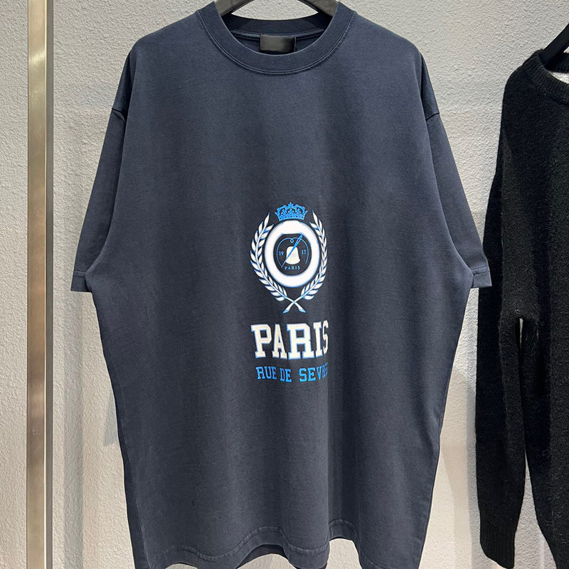 

COLLEGE EST 1917 PARIS Printed Tee Fashion Man Women T-shirt Hip Hop summer oversize style FZTX1199, Black