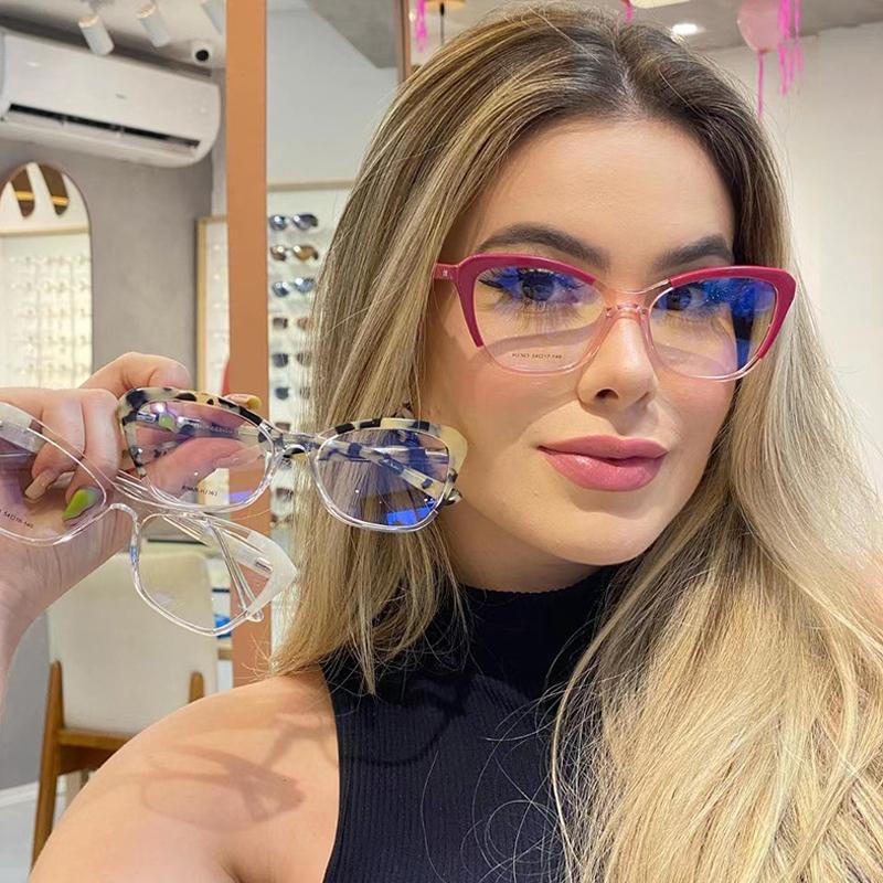 

Sunglasses Personalized Stitching Color Retro Cat Eye Frame Reading Mirror Fashion Simple TR90 Anti-blue Light Glasses Hip-hop FramSunglasse