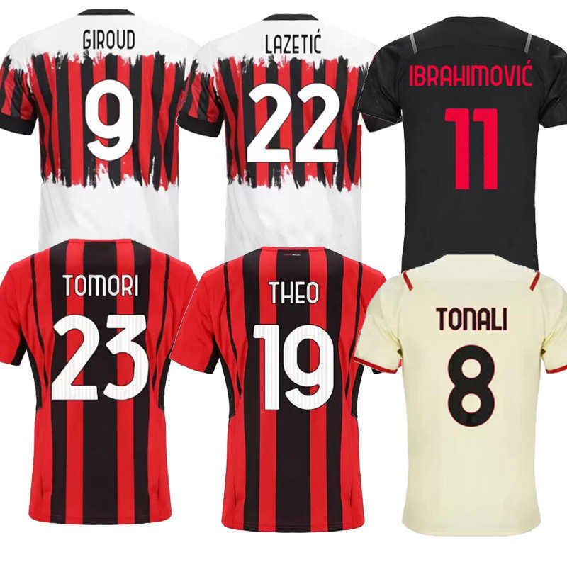 

21 22 Soccer jerseys miLan TOMORI GIROUD IBRAHIMOVIC R.LEÃO third 3rd 4TH FOURTH kit 2021 2022 TONALI A.REBIC KJÆR Kessie theo brahim Men, Home
