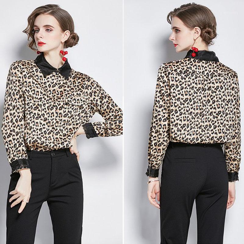 

Women's Blouses & Shirts Chiffon Leopard Shirt Women 2022 Design Sense Niche Ladies Long-Sleeved Casual Temperament Korean Fashion Blouse Fe, Photo color