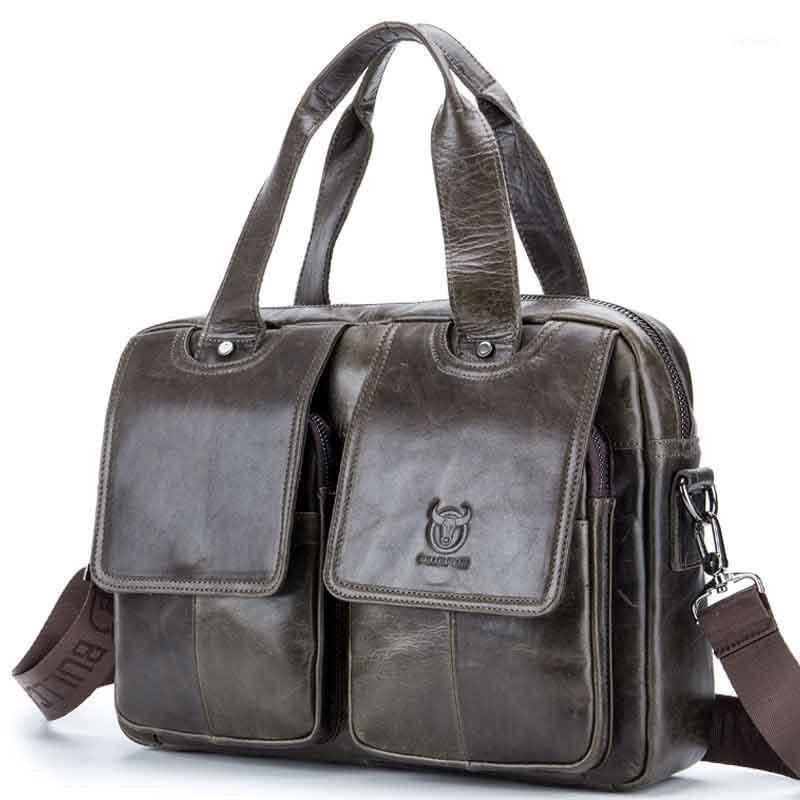 

Men's Leather Briefcase Multifunctional Single Shoulder Messenger Bag Top Layer Cowhide Fashion Portable Briefcases, Dark brown