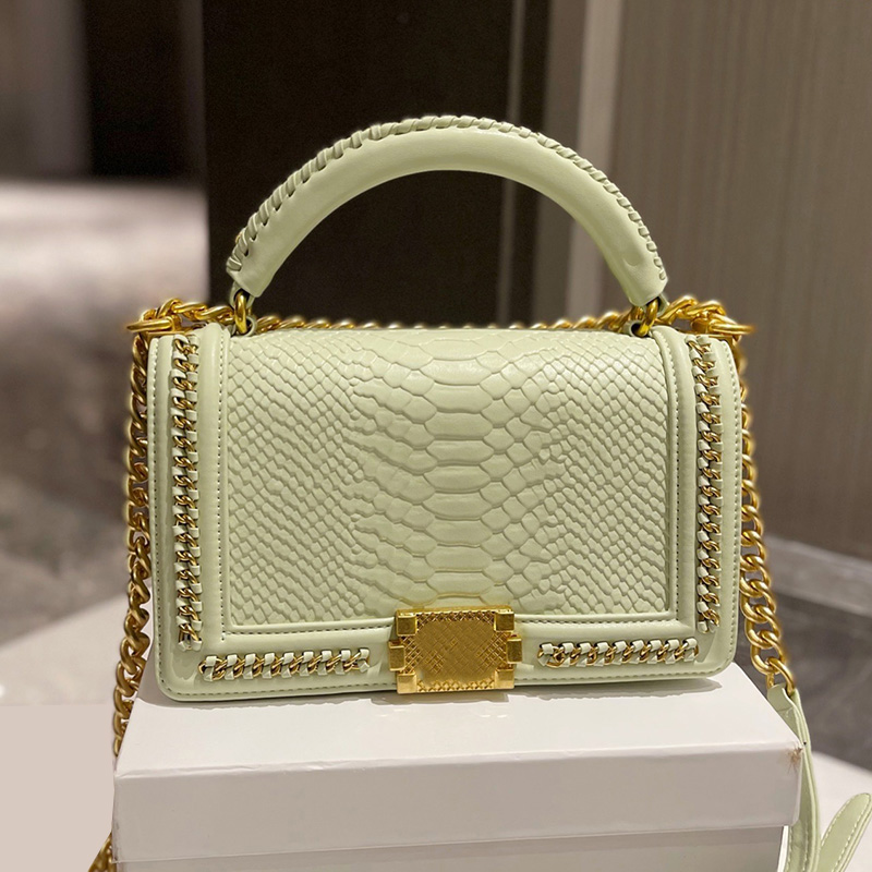 

Womens Top Plait Handle Totes Boy Designer Bags Serpentine Lambskin Gold Chain Strap Crossbody Shoulder Large Capacity Outdoor Sacoche Luxury_handbags 25CM, Box