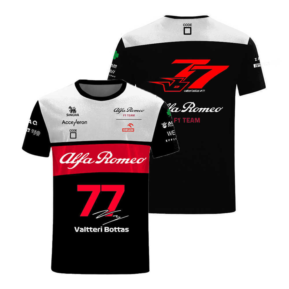 

2023 Fashion F1 Men's t Shirt Formula One Team Racing Extreme Sports Alfa.romeo 77 Valtteri Bottas Tee 24 Week Crown Feather Shor