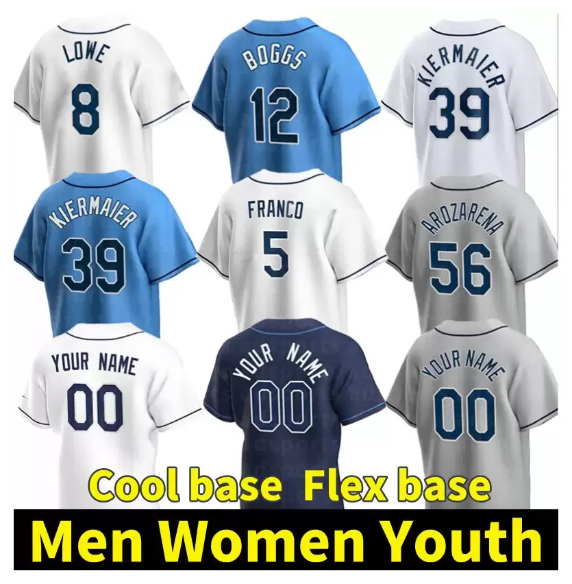 

Wander Franco Baseball Jersey Tampa Bay Brandon Lowe Wade Boggs Rays Randy Arozarena Taylor Walls Yandy Díaz Josh Lowe Manuel Margot Ji-Man Choi Brett Phillips Zunino, Men