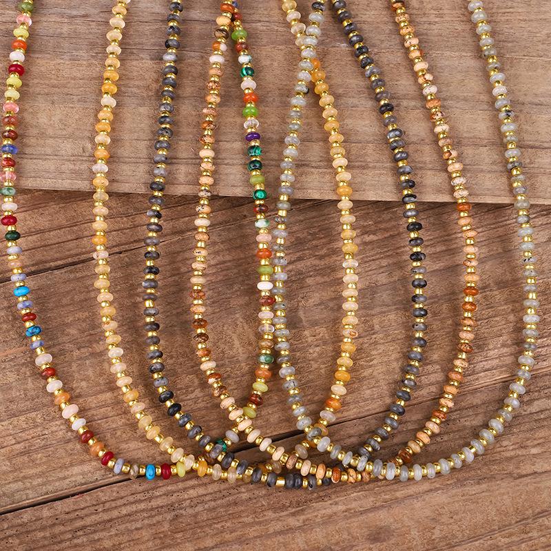 

Pendant Necklaces Simple Fashionable Natural Stone Necklace Topazs Labradorites Picture Jasper Healing Crystal Women Collar Chokers BohoPend