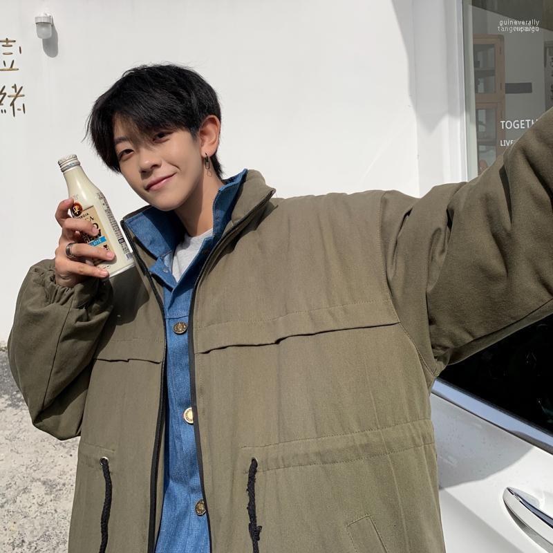 

Men' Down & Parkas Winter Thick Jacket Warm Fashion Parka Men Denim Stitching Fake Two-piece Coat Man Wild Loose Cotton Male Clothes1 Guin2, Black