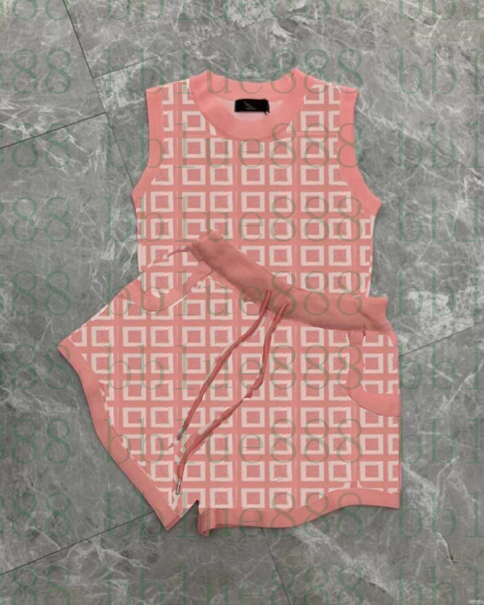 

22 Women Knit T-Shirts Shorts Set Tracksuits For Women Sleeveless Casual Knitted Vest Womens Sports Jogging Clothing429, Customize