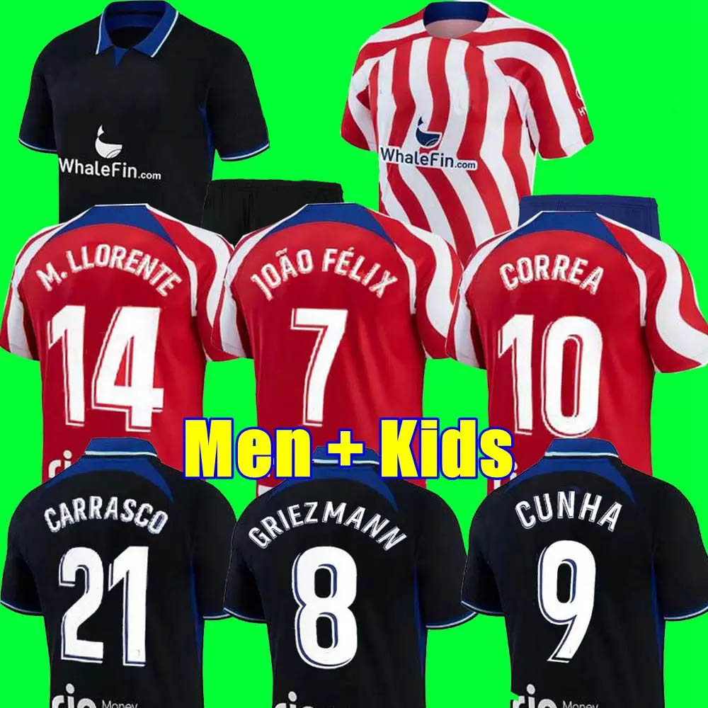 

FELIX soccer jersey 22 23 JOAO M. LLORENTE jersey SUAREZ Correa camiseta football shirts uniforms men kids kit Set GRIEZMANN R. DE PAUL CARRASCO Atletico MadridS, Away player 8