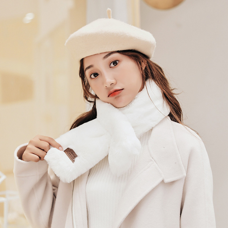 Écharpe d'hiver de mode pour femmes Nouvelle version coréenne 75cmx10cm Écharpes chaudes en fourrure croisée en cinq couleurs