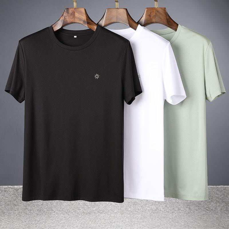 

Men's Tracksuits High End 80 Thread Mercerized Cotton Short Sleeve T-shirt For Men In SummerMen's, Black