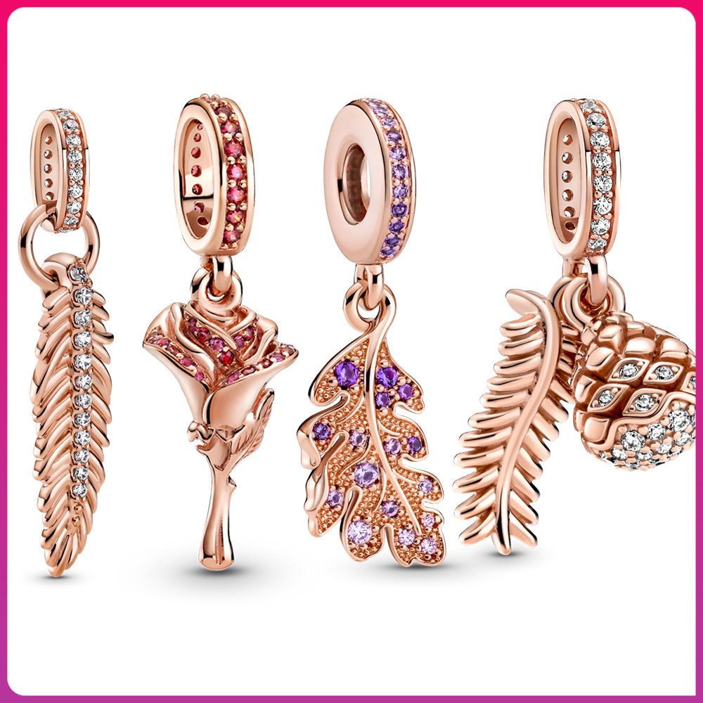 

Real silver charm Rose gold tree of life bead original fit pandora bracelet women jewelry