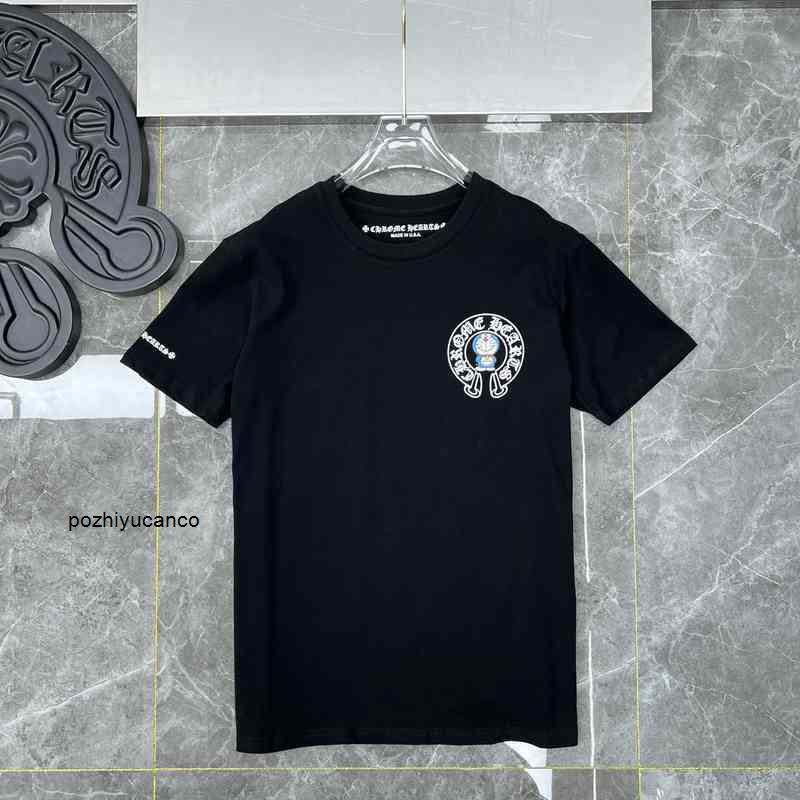 

men chrome//heart Correct version of children' fun robot cat Doraemon horseshoe Sanskrit short sleeve T-shirt couple, White