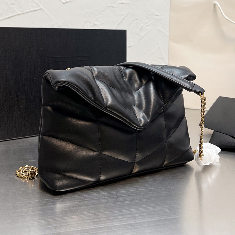 

Designer Loulou Puffer Messenger Crossbody Bag Luxurys Designers Bags Paris Brand Women Cowhide Genuine Leather Shoulder Handbags Winter, Black