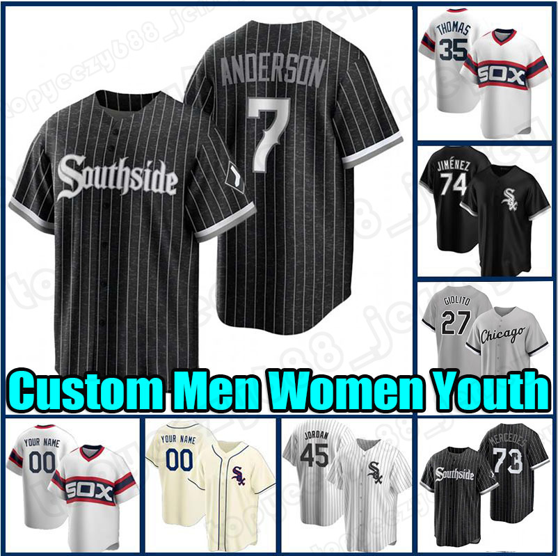 

74 Eloy Jimenez Custom Jersey Yermin Mercedes White''Sox Baseball 45 Michael 7 Tim Anderson 8 Bo Jackson 10 Yoan Moncada Keuchel 79 Jose Abreu 35 Frank Thomas, Custom new coolbase(baiwa)