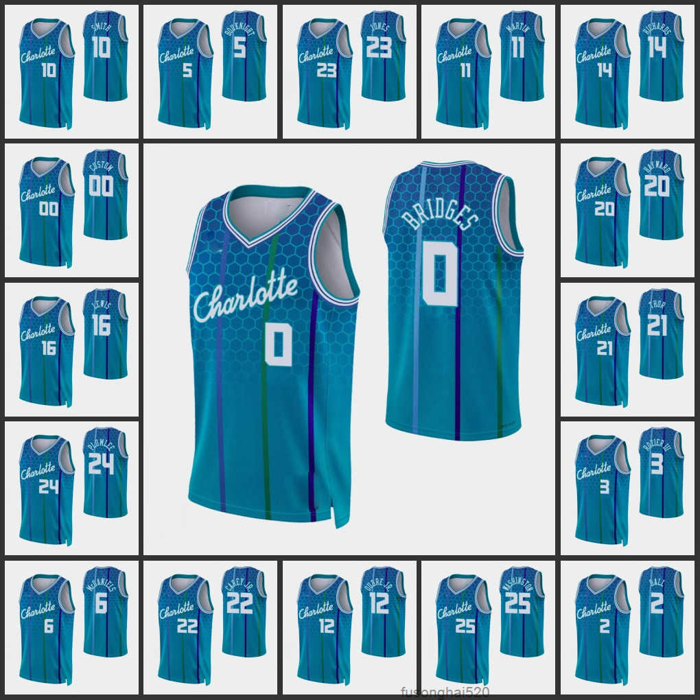

Printed Charlotte Hornets''Men Miles Bridges LaMelo Ball Terry Rozier III James Bouknight P. J. Washington Custom 75th Anniversary Blue Jersey