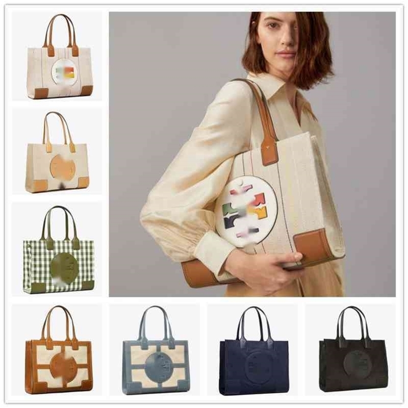 

ingle Torys Bag Burchs Tote houlder Canva nylon women' bag large capacity hopping armpit file hand Ella, Sky blue medium