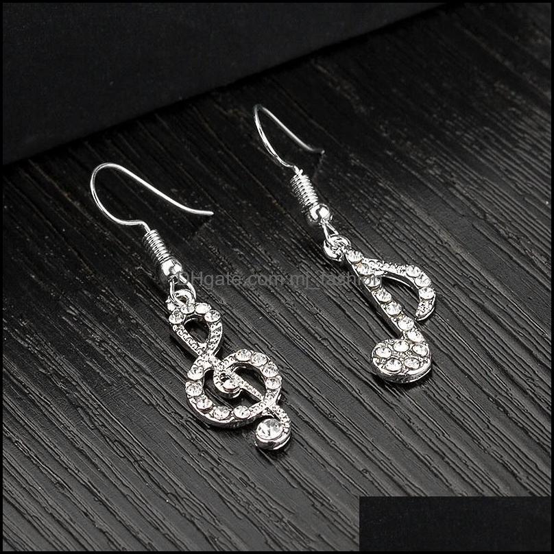 Dangle Lustre Asymétrique Boucles D'oreilles Personnalité Oreille Accessoire Lady Note Notes De Musique Strass Boucle D'oreille Drop Delivery 202