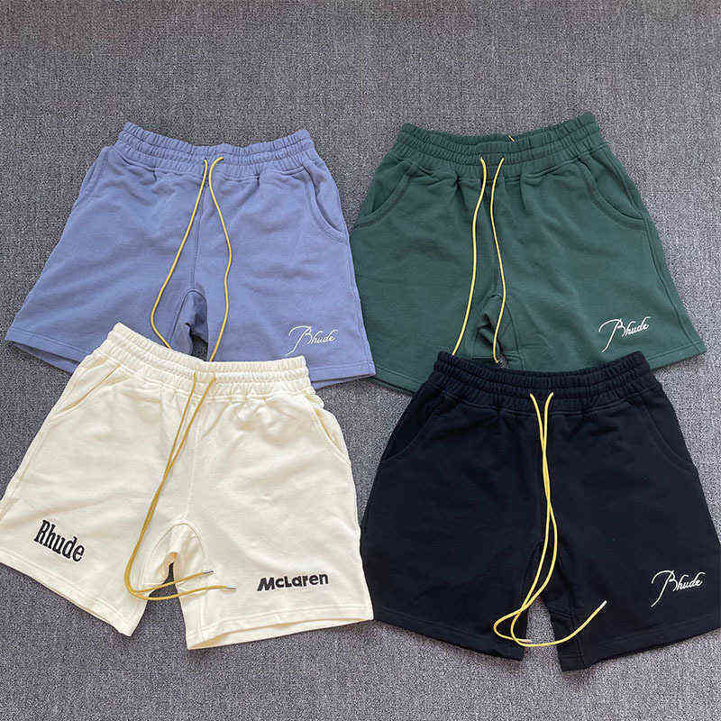

High Version Rhude Mclaren Shorts Summer Street Drawstring Fog Capris Men's Loose American Fashion, Black