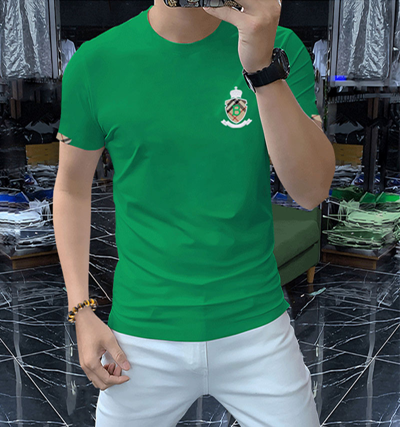 Simplicité pour hommes T-shirt de haute qualité B Logo vert col rond Mal Tees haute qualité coton mercerisé mode d'été Slim décontracté homme hau
