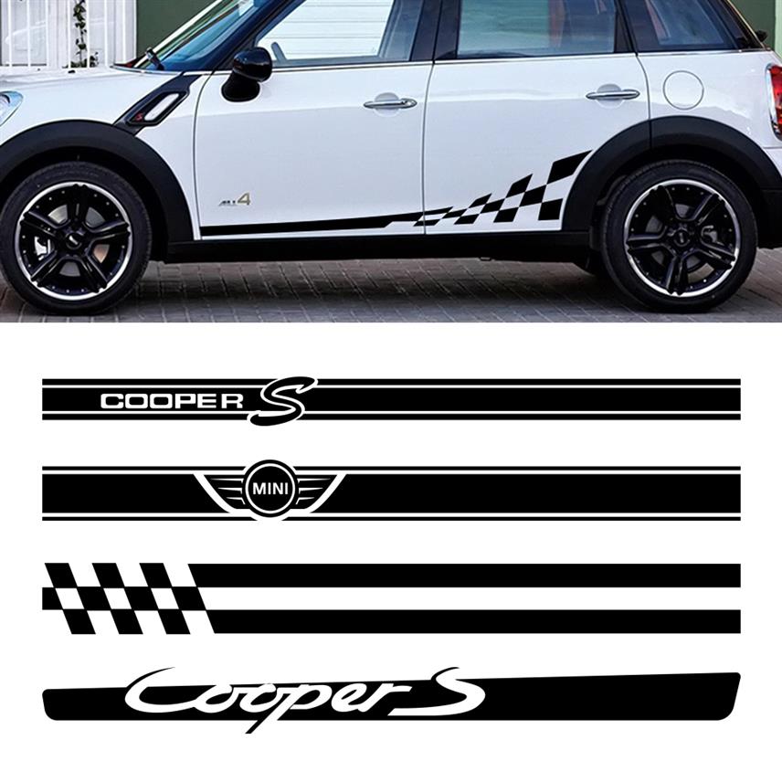 

2Pcs Car Side Door Body Waist Skirt Decal Stickers Trim For MINI Cooper Clubman Counrtyman F54 F55 F60 R55 R56 R60 Accessories 243P, Style i