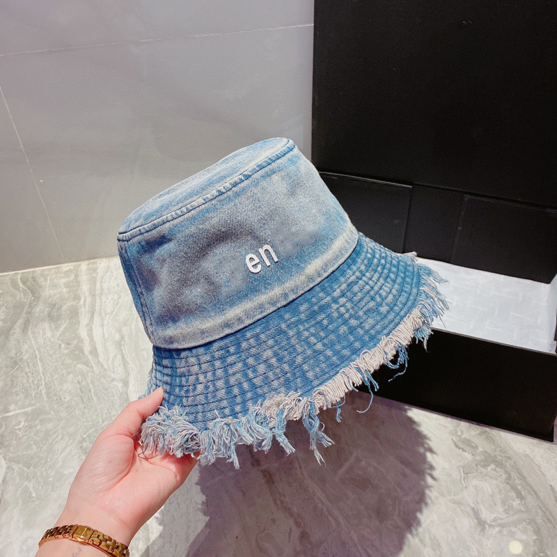 

New Street Fashion Bucket Hat Designer Women Casquette Cowboy Caps Hats Mens Tassels Sports Summer Fisherman Hut D228171F, Blue