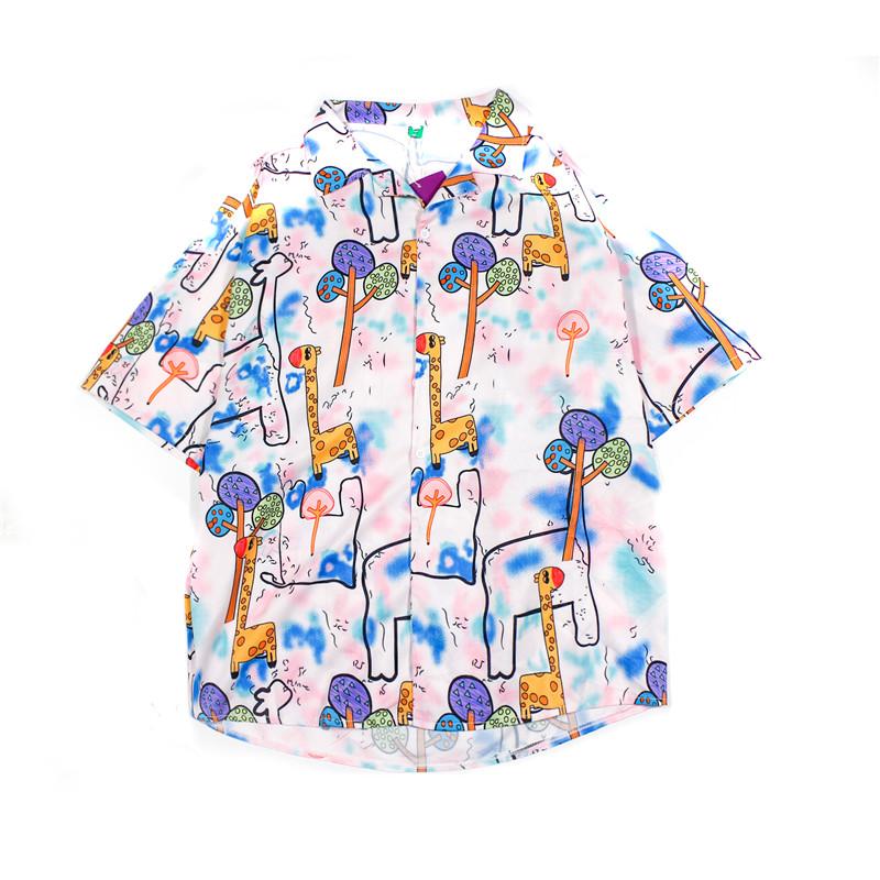

Women's Blouses & Shirts Summer Korean Harajuku Style Street Retro Funny Cartoon Print Loose Casual Short-sleeved ShirtWomen's, As pic